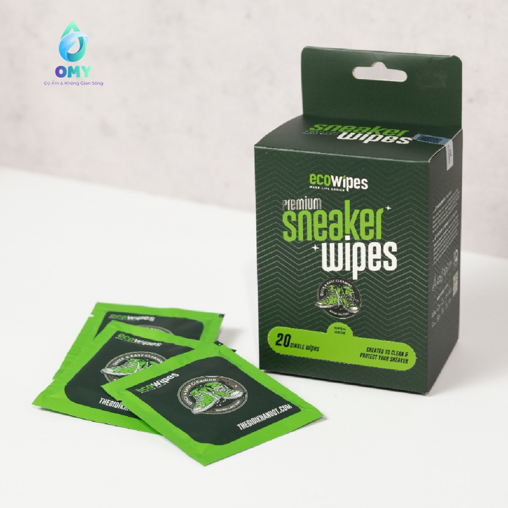 Khăn giấy ướt lau giày Ecowipes giấy vệ sinh travel size premium gói 1 tờ lau nhanh siêu sạch.