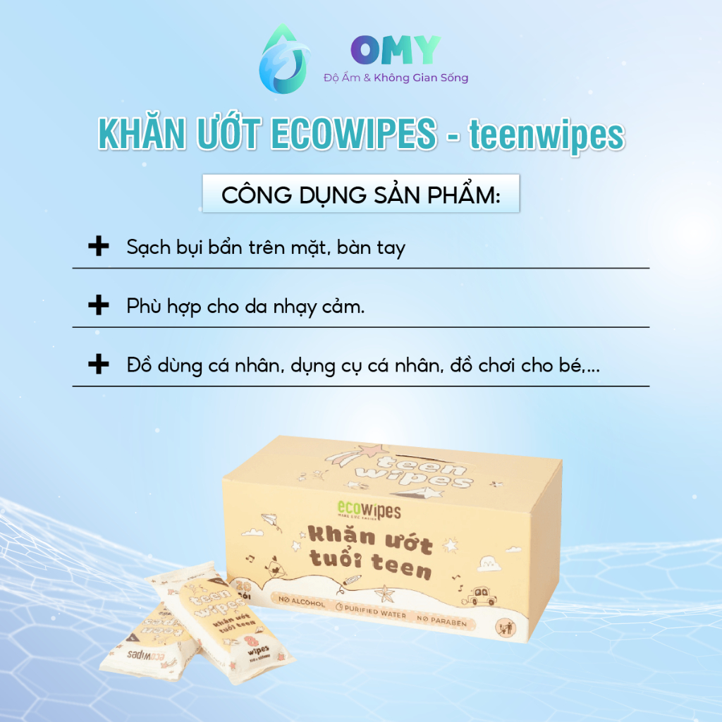 Khăn ướt, khăn giấy ướt mini EcoWipes thay giấy vệ sinh nhỏ gọn tiện dụng. Không thô ráp da, kích ứng