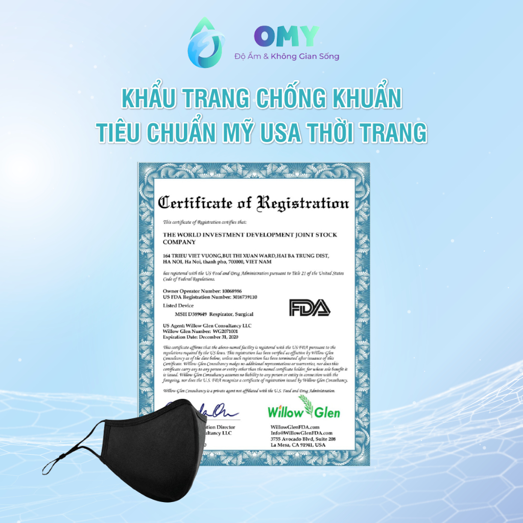 Khẩu trang chống khuẩn tiêu chuẩn xuất khẩu USA tái sử dụng 30 lần quai đeo điều chỉnh khuôn mặt