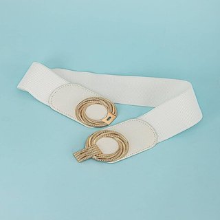 Đai váy liền, đai đầm liền, áo sơ mi, áo blazer, jumpsuit, bản rộng, chun co giãn, mặt họa tiết vòng tròn bện W80