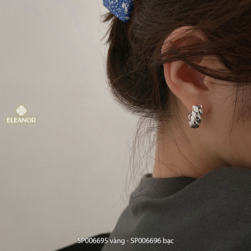 Bông tai nữ chuôi bạc 925 Eleanor Accessories viền gợn sóng khuyên tai basic phụ kiện trang sức 4874
