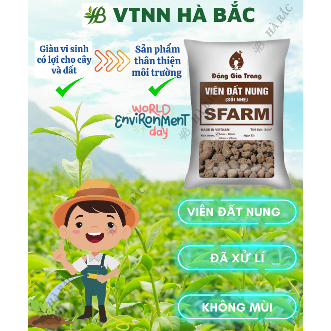Viên Đất Nung SFARM 50dm3 Đặng Gia Trang - Giữ Nước, Chống Ngập Úng, Thoáng Khí (1 bao hơn 30kg)