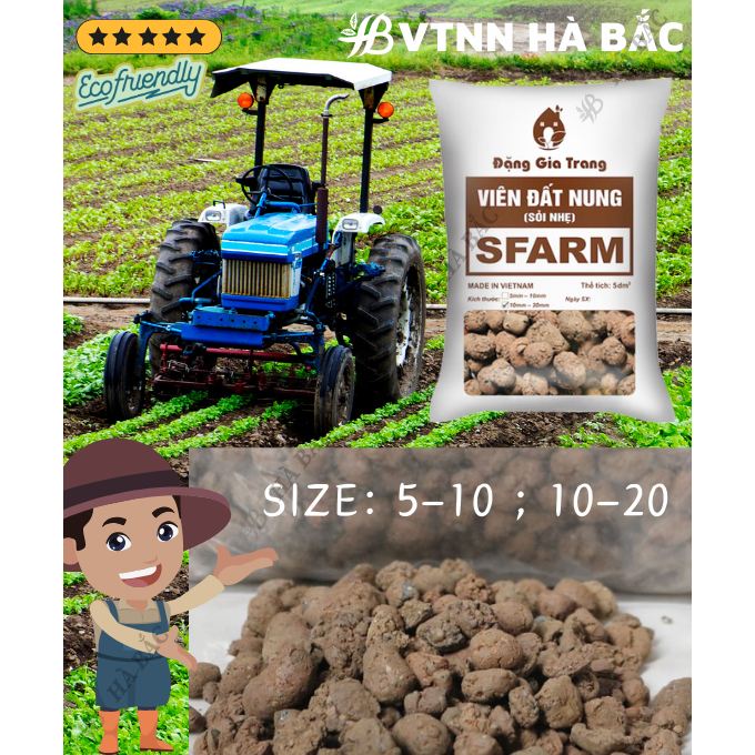 Viên Đất Nung SFARM 50dm3 Đặng Gia Trang - Giữ Nước, Chống Ngập Úng, Thoáng Khí (1 bao hơn 30kg)