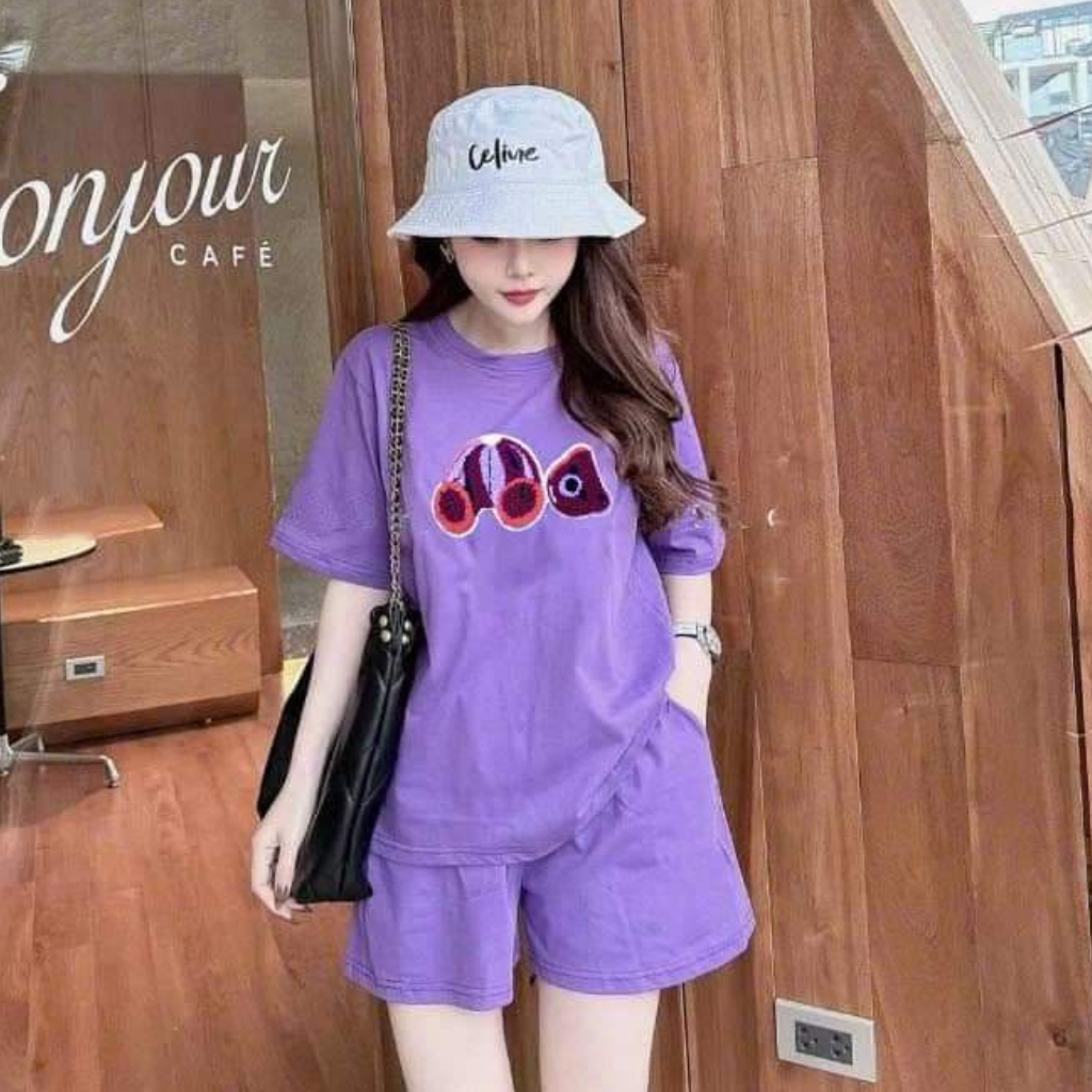 Đồ bộ đùi nữ mặc nhà rẻ đẹp mùa hè set đồ nữ bộ quần áo cộc nữ 3 SIZE 45-75KG bigsize chất thun cotton in gấu cụt màu