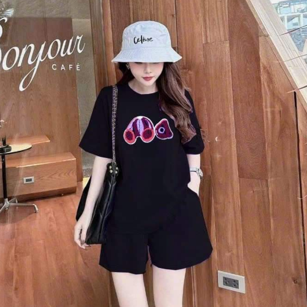 Đồ bộ đùi nữ mặc nhà rẻ đẹp mùa hè set đồ nữ bộ quần áo cộc nữ 3 SIZE 45-75KG bigsize chất thun cotton in gấu cụt màu