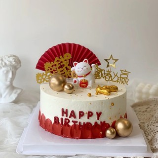 Mèo thần tài vẫy tay mini trang trí tháp bánh tài lộc,phụ kiện trang trí Tết,decor nhà cửa { H }