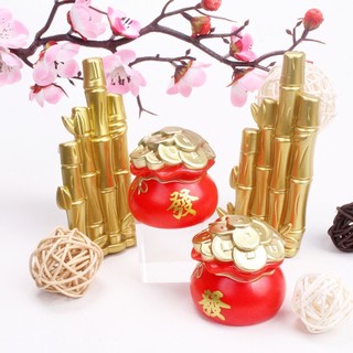 Hũ tiền vàng nhựa mini 5x5cm trang trí tháp bánh tài lộc,phụ kiện trang trí Tết,decor nhà cửa { H }