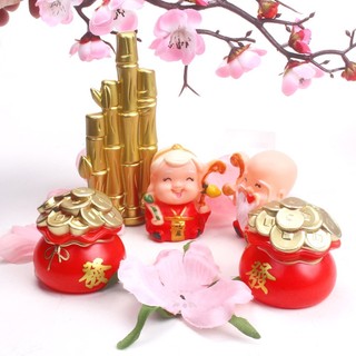 Hũ tiền vàng nhựa mini 5x5cm trang trí tháp bánh tài lộc,phụ kiện trang trí Tết,decor nhà cửa { H }