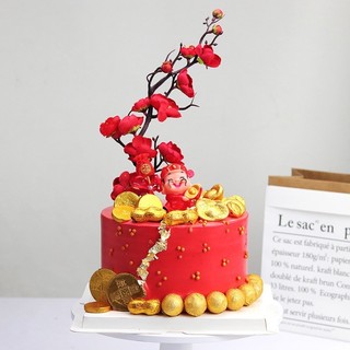 Cành đào thân cổ 30cm trang trí tháp nước tháp tài lộc,bánh kem,giỏ quà Tết,phụ kiện chụp ảnh { H }