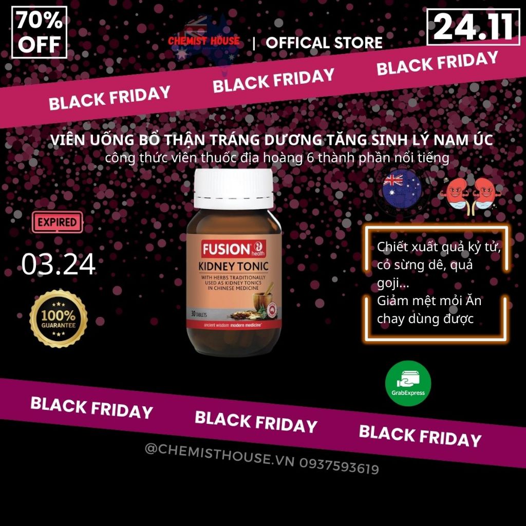 [Hàng Úc] Viên Uống Bổ Thận Tăng Cường Sinh Lý Nam Fusion Kidney