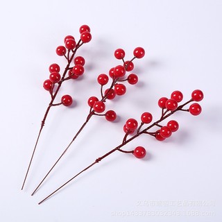 Cành đào đông đỏ mini 20cm 12 quả bóng đẹp trang trí tháp nước tháp tài lộc,bánh kem,giỏ quà Tết,phụ kiện chụp ảnh { H }