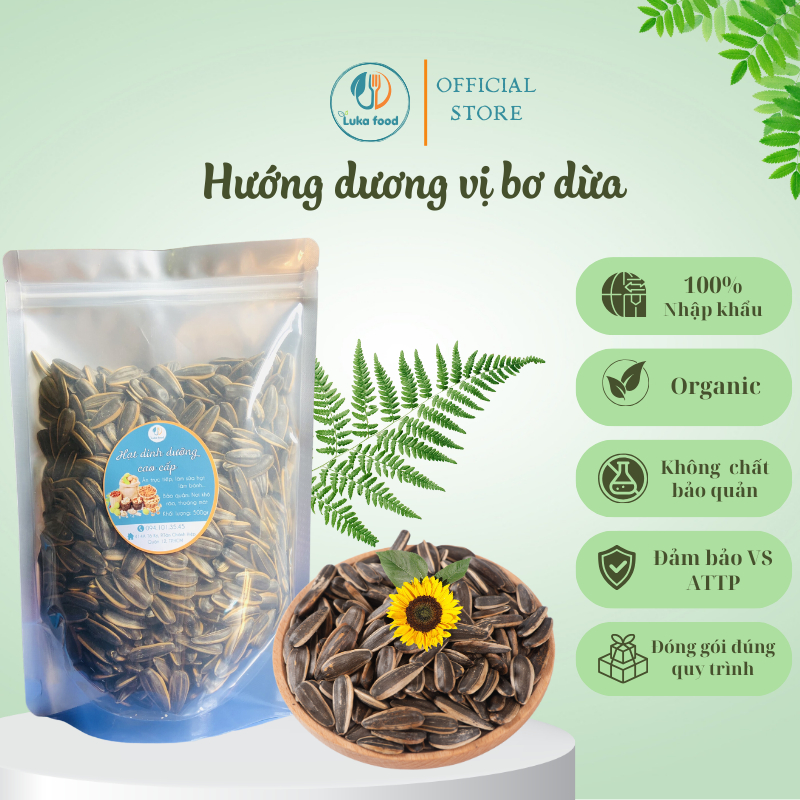 Hạt Hướng Dương Vị Dừa Bơ/Táo Đỏ/Óc Chó Siêu Ngon -Gói 500g Hạt Mẩy Loại 1, Không Hôi Dầu, Giòn Rụm, Thơm Ngon Luka Food