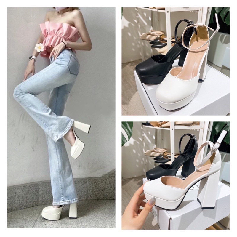 Giày cao gót nữ đúp trước đế vuông gót 12cm ( phom nhỏ nên đặt tăng 1 size) | BigBuy360 - bigbuy360.vn