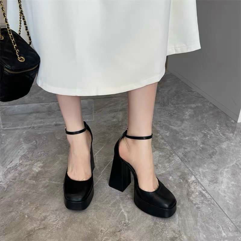 Giày cao gót nữ đúp trước đế vuông gót 12cm ( phom nhỏ nên đặt tăng 1 size) | BigBuy360 - bigbuy360.vn