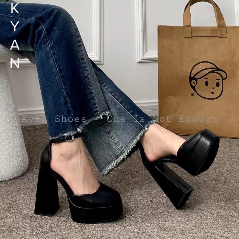 Giày cao gót nữ đúp trước đế vuông gót 12cm ( phom nhỏ nên đặt tăng 1 size) | BigBuy360 - bigbuy360.vn
