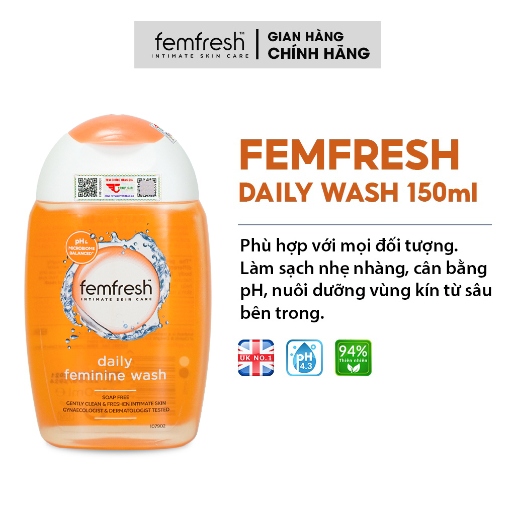 Ảnh Dung Dịch Vệ Sinh Phụ Nữ Cho Vùng Kín Sạch, Thơm, Tươi Mới Suốt Ngày Dài Femfresh Daily Intimate Wash 150ml 1