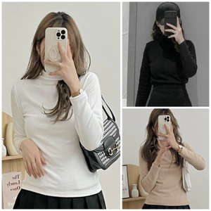 Áo giữ nhiệt nữ dài tay chất cotton co giãn lót nỉ cổ 3 phân ,áo thun lạnh phong cách Hàn Quốc