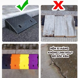Dốc bục lên xuống xe máy, xe hơi bằng nhựa hình tam giác, Cầu dắt xe máy lên xuống bậc thềm chất liệu PVC bền bỉ