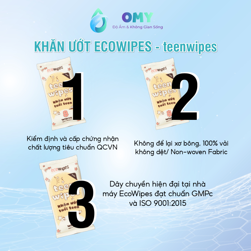 Khăn ướt, khăn giấy ướt mini EcoWipes thay giấy vệ sinh nhỏ gọn tiện dụng. Không thô ráp da, kích ứng