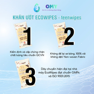Khăn ướt, khăn giấy ướt mini EcoWipes thay giấy vệ sinh nhỏ gọn tiện dụng. Không thô ráp da, kích ứng