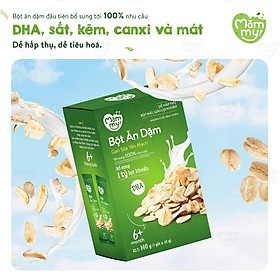 Bột ăn dặm Mămmy đầy đủ cho bé gồm bột sữa yến mạch, sữa bắp non, cháo sườn heo, gà hầm/ hộp 140g