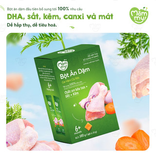 Bột ăn dặm Mămmy đầy đủ cho bé gồm bột sữa yến mạch, sữa bắp non, cháo sườn heo, gà hầm/ hộp 140g