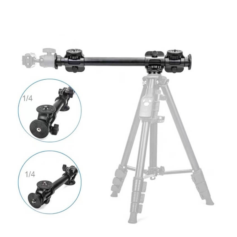 Thanh Ngang Yunteng VCT-369 - Dài 63cm, Gắn Tripod Quay Video Trên Xuống, Chân Nối Có 3 Đầu Ren 1/4