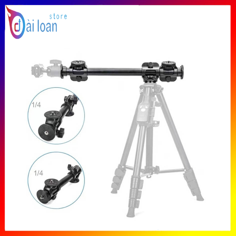 Thanh ngang Yunteng 369 gắn Tripod quay trên xuống có 3 đầu ren 1/4