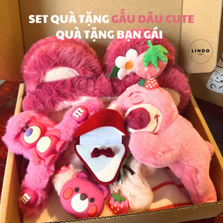 Set Quà Tặng Gấu Dâu Cute LINDO, Quà Tặng Bạn Gái Các Dịp Đặc Biệt 20/10, 8/3, Sinh Nhật, Kỷ Niệm