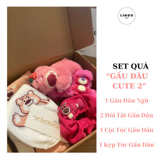 Set Quà Tặng Gấu Dâu Cute LINDO, Quà Tặng Bạn Gái Các Dịp Đặc Biệt 20/10, 8/3, Sinh Nhật, Kỷ Niệm