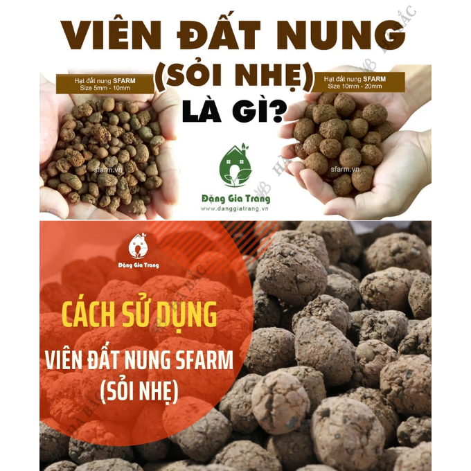 Viên Đất Nung SFARM 50dm3 Đặng Gia Trang - Giữ Nước, Chống Ngập Úng, Thoáng Khí (1 bao hơn 30kg)