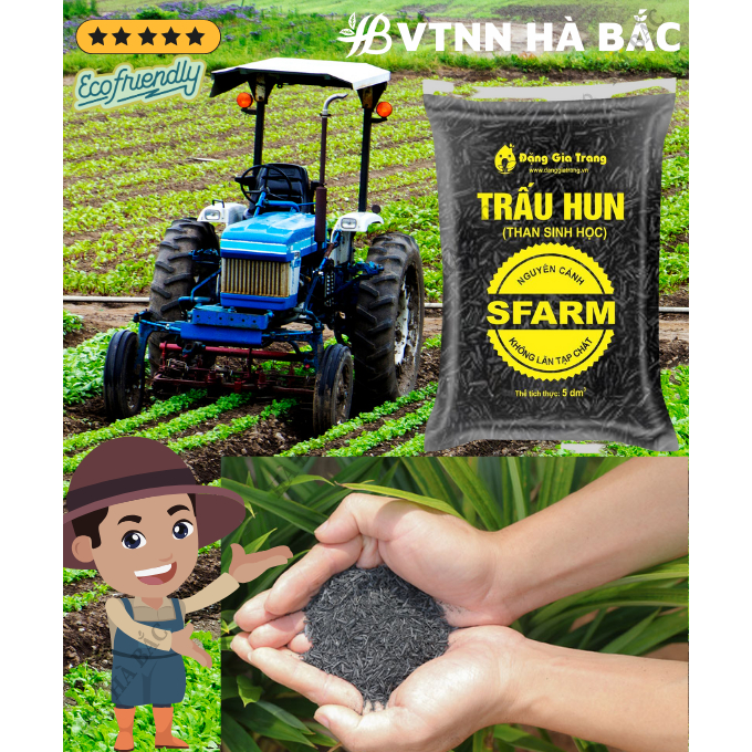 Trấu Hun SFARM 5dm3 Đặng Gia Trang - Giá Thể Trộn Đất Không Lẫn Tạp Chất