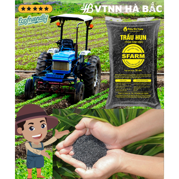 Trấu Hun SFARM 50dm3 Đặng Gia Trang - Giá Thể Trộn Đất Không Lẫn Tạp Chất