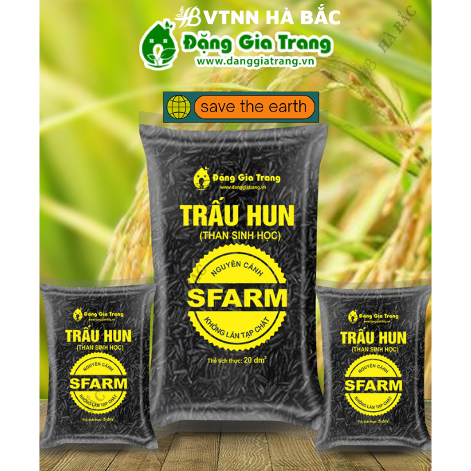 Trấu Hun SFARM 20dm3 Đặng Gia Trang - Giá Thể Trộn Đất Không Lẫn Tạp Chất