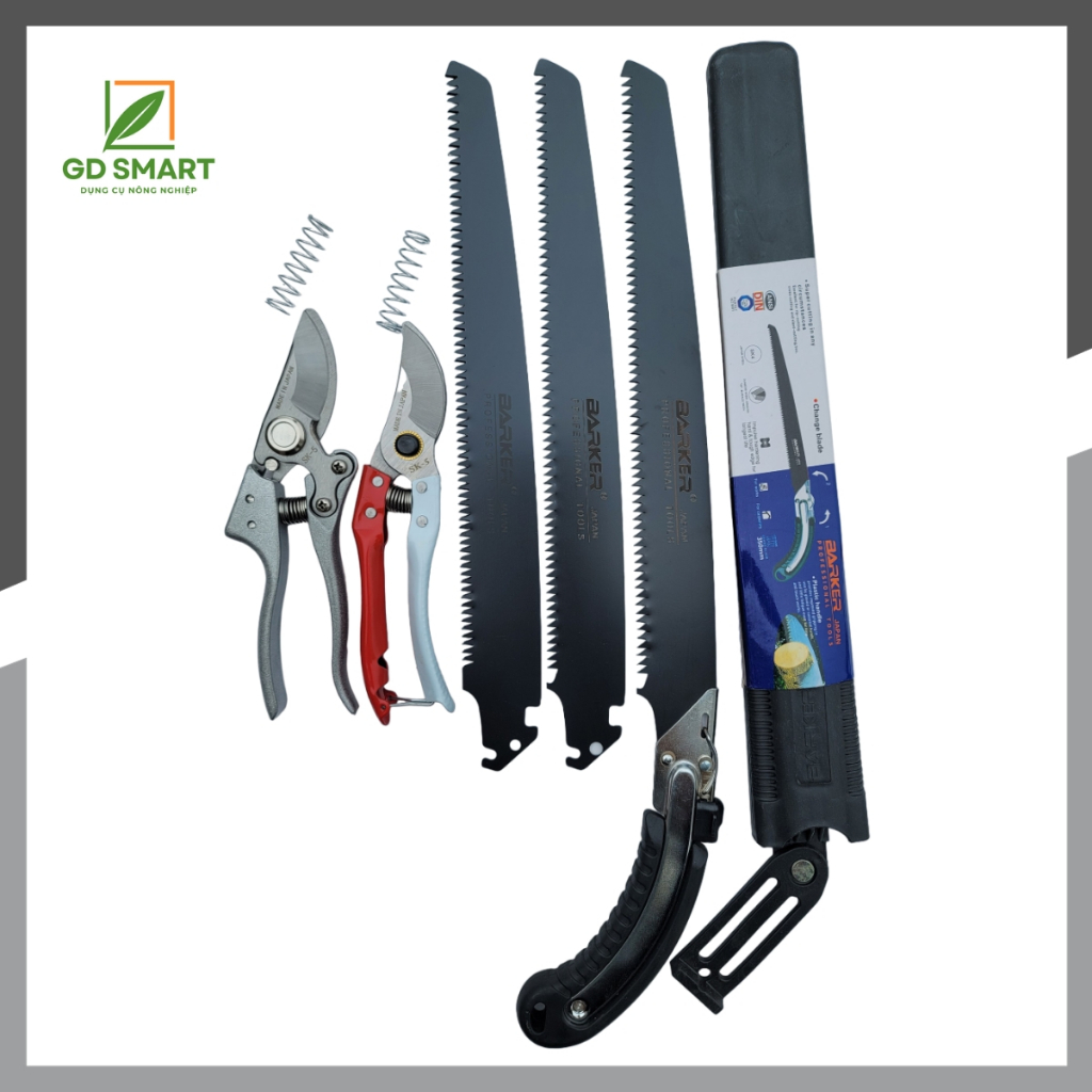 (FREESHIP) Combo Dụng Cụ Làm Vườn Cây Cảnh Bonsai ( Kéo Cắt Cành Tỉa Cành SK5 Cưa Barker Kèm Lưỡi) Dụng Cụ GD Smart