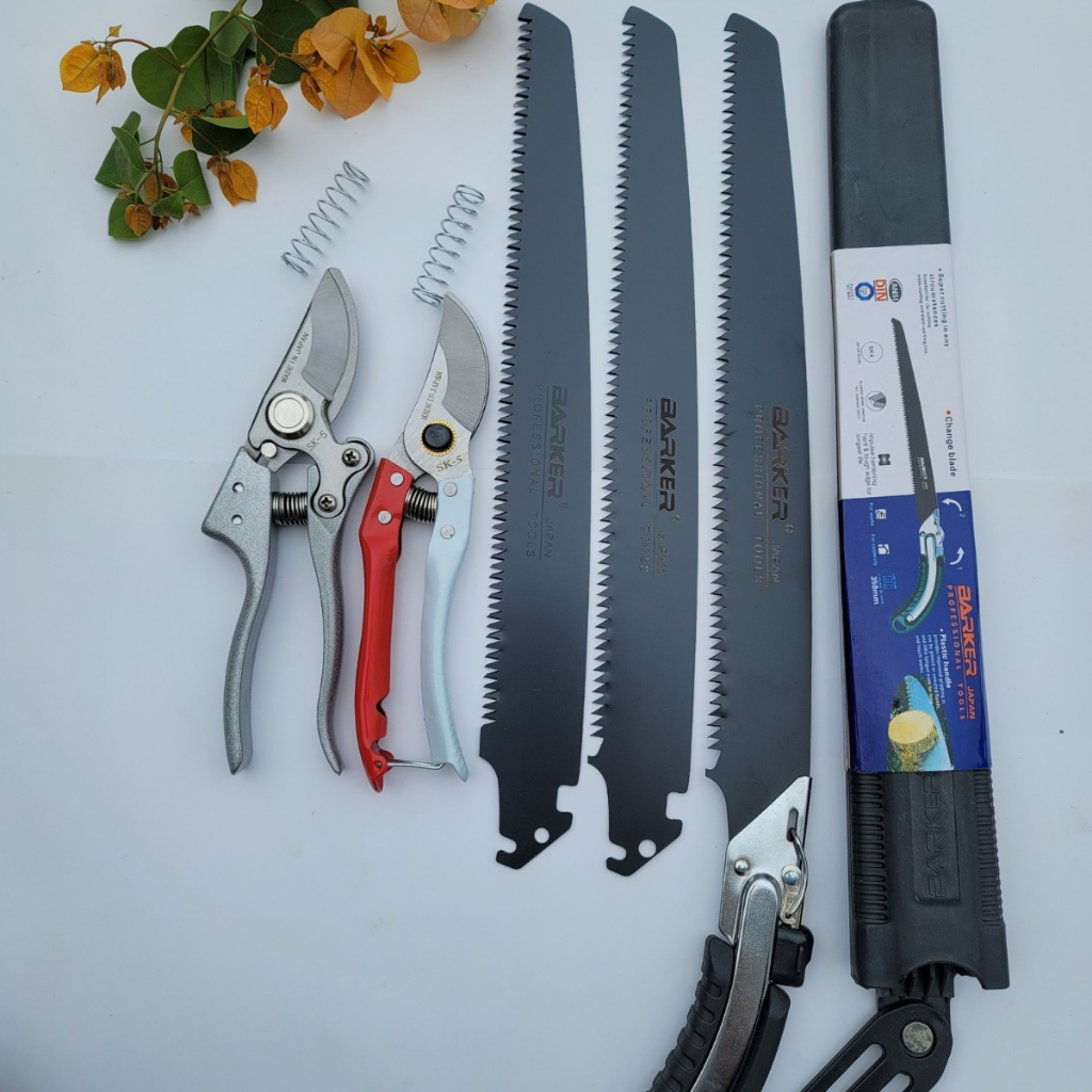 (FREESHIP) Combo Dụng Cụ Làm Vườn Cây Cảnh Bonsai ( Kéo Cắt Cành Tỉa Cành SK5 Cưa Barker Kèm Lưỡi) Dụng Cụ GD Smart