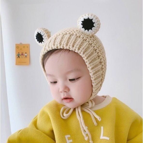 Mũ len hình ếch trùm đầu thu đông dễ thương thời trang Hàn Quốc cho bé mesocshop