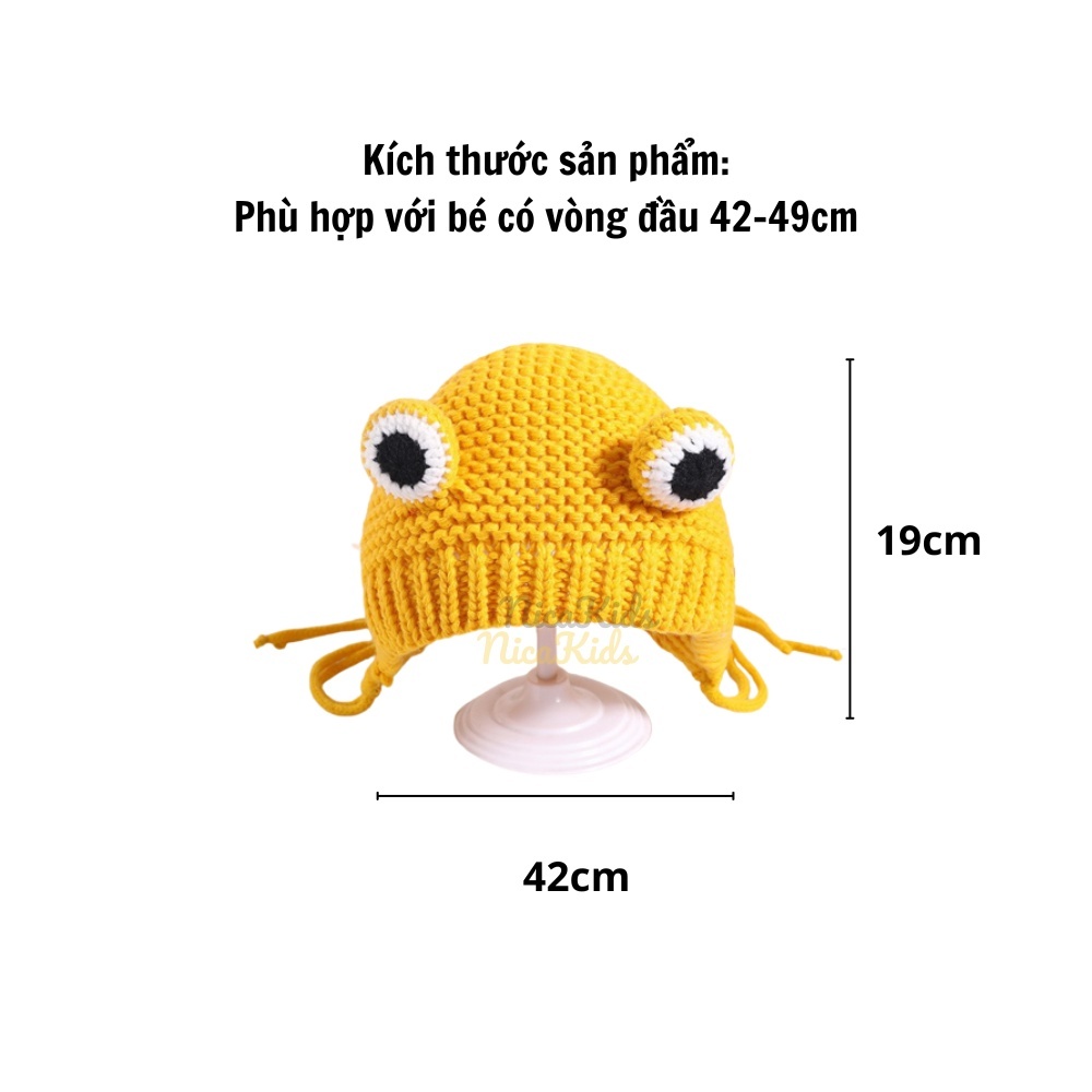 Mũ len hình ếch trùm đầu thu đông dễ thương thời trang Hàn Quốc cho bé mesocshop