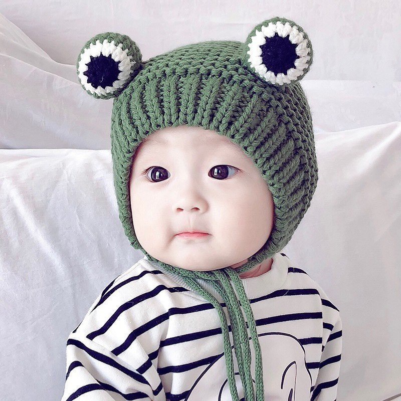 Mũ len hình ếch trùm đầu thu đông dễ thương thời trang Hàn Quốc cho bé mesocshop