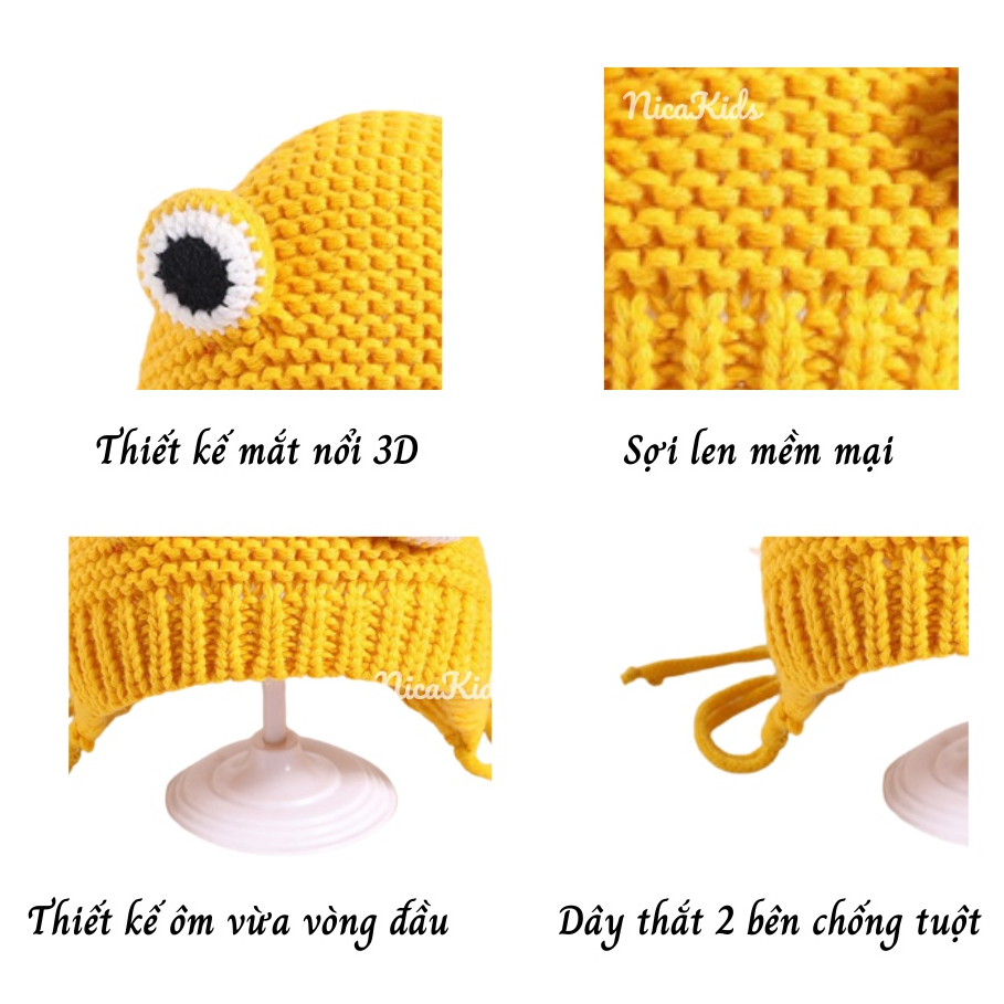 Mũ len hình ếch trùm đầu thu đông dễ thương thời trang Hàn Quốc cho bé mesocshop