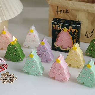 Nến thơm quà tặng giáng sinh hình cây thông, ông già noel kèm hộp