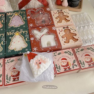 Nến thơm quà tặng giáng sinh hình cây thông, ông già noel kèm hộp