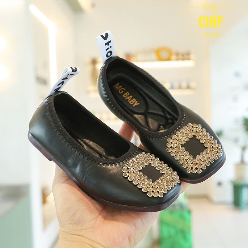 giày búp bê bé gái giày bệt cho bé  bo chun êm chân chống trượt MG BABY trnagw đen cho bé từ 1 tuổi  BB3313 ( ảnh thật )