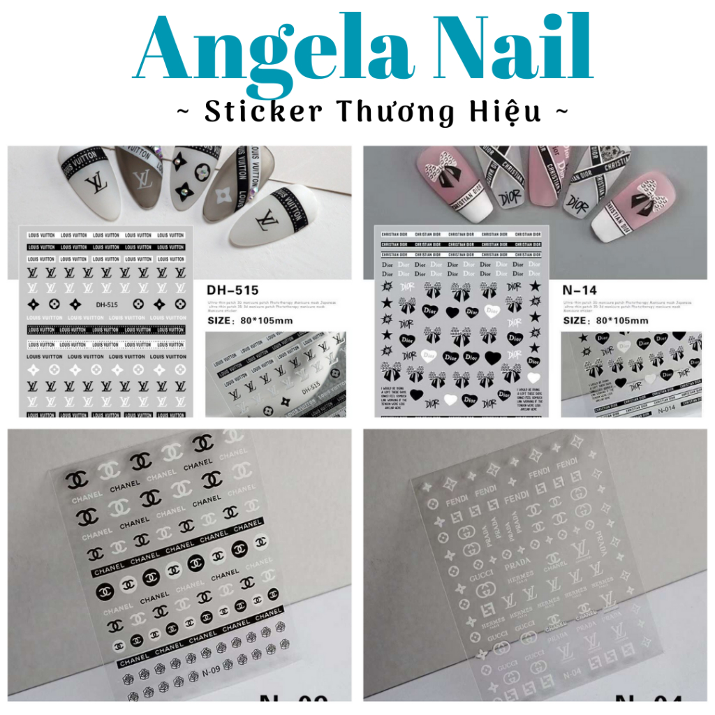 Nail Sticker MIAN_Stick dán móng các mẫu Logo thương hiệu Angela Nail_2 ...