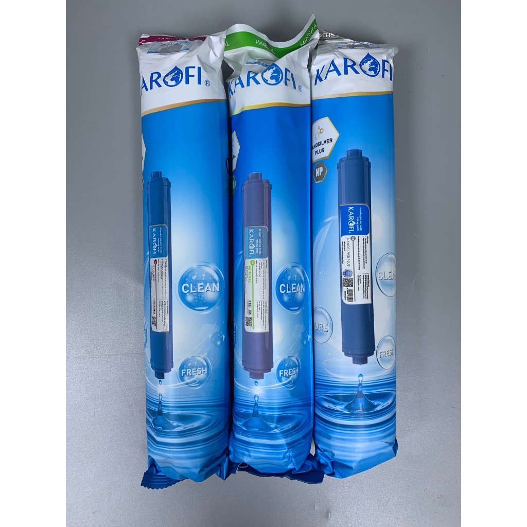 Combo 3 Lõi Chức Năng 568 Karofi Gồm T33-GAC, Mineral, Nano Silver Plus Dùng Cho Máy Lọc Nước RO