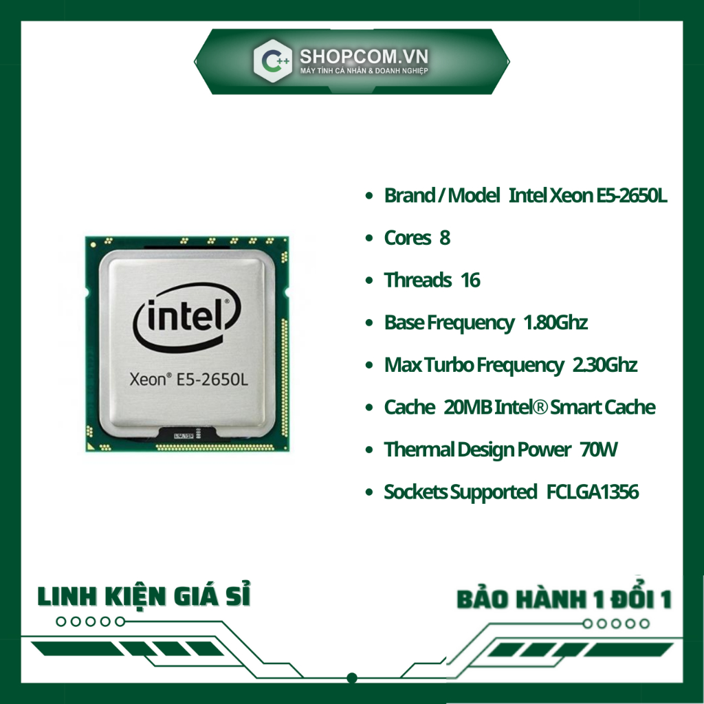 Pair Of Intel Xeon E5-2650L V2 Processors - 1.70GHz, 10 Cores, LGA2011, Tested Used