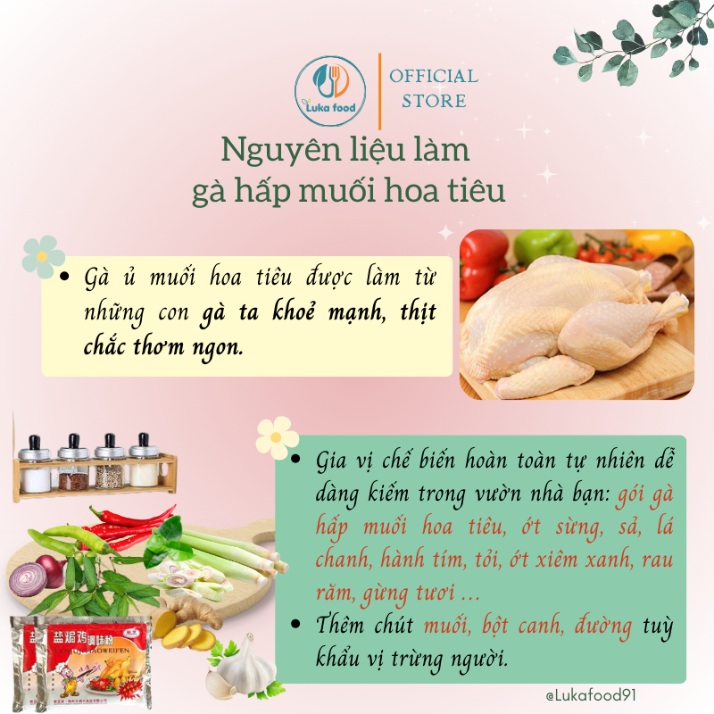 Hộp Bột Gà Hấp Muối Hoa Tiêu Quảng Đông (10 Gói x 20g) - Gia Vị Gà Ủ Muối Chuẩn Vị Da Giòn, Vàng Đẹp Luka Food