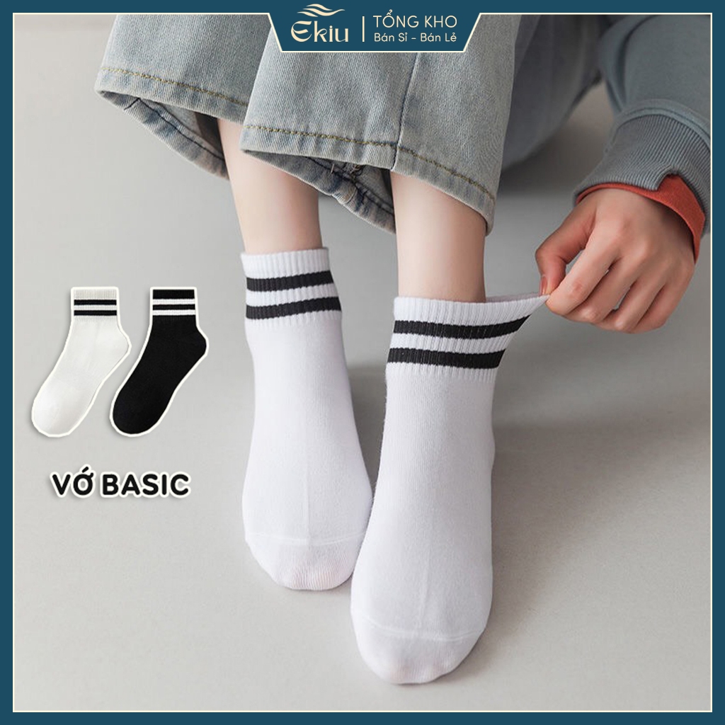 Tất vớ nam nữ cổ ngắn set 5 đôi trắng hoặc đen phong cách bassic - Ekiu Shop