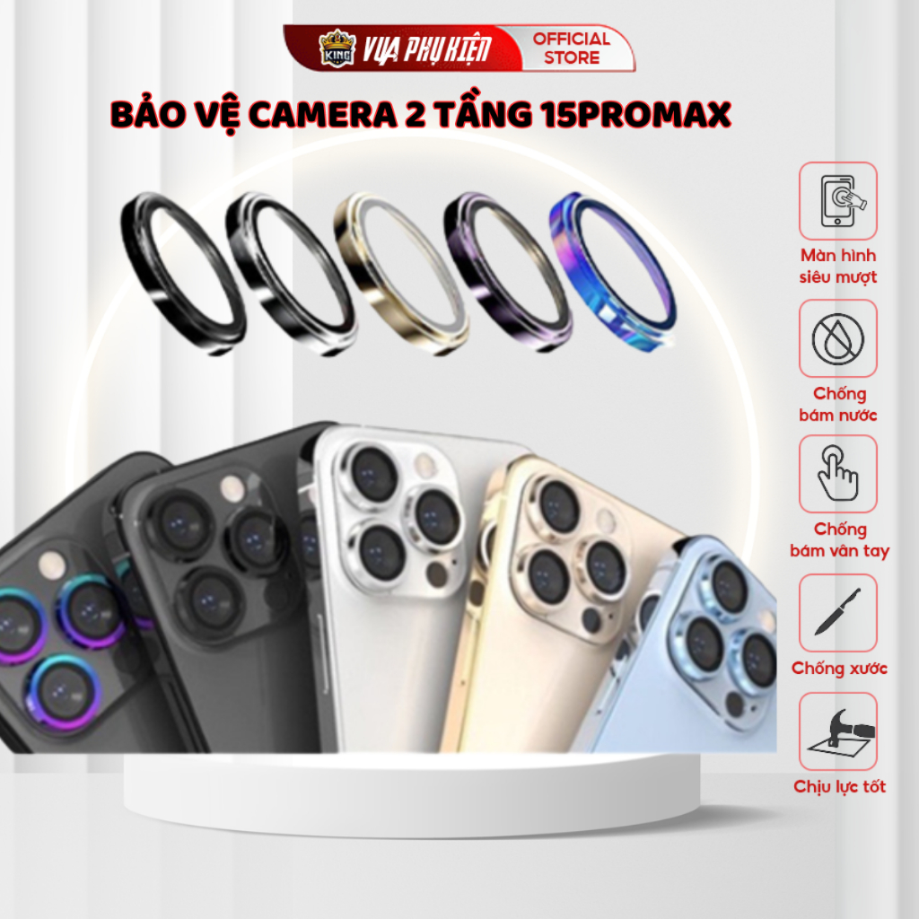 Cường lực bảo camera iphone 15Promax KTMStore 2 tầng, bảo về từng ống ...
