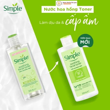 Nước Hoa Hồng Simple Cân Bằng Làm Dịu Da & Cấp Ẩm 200ml